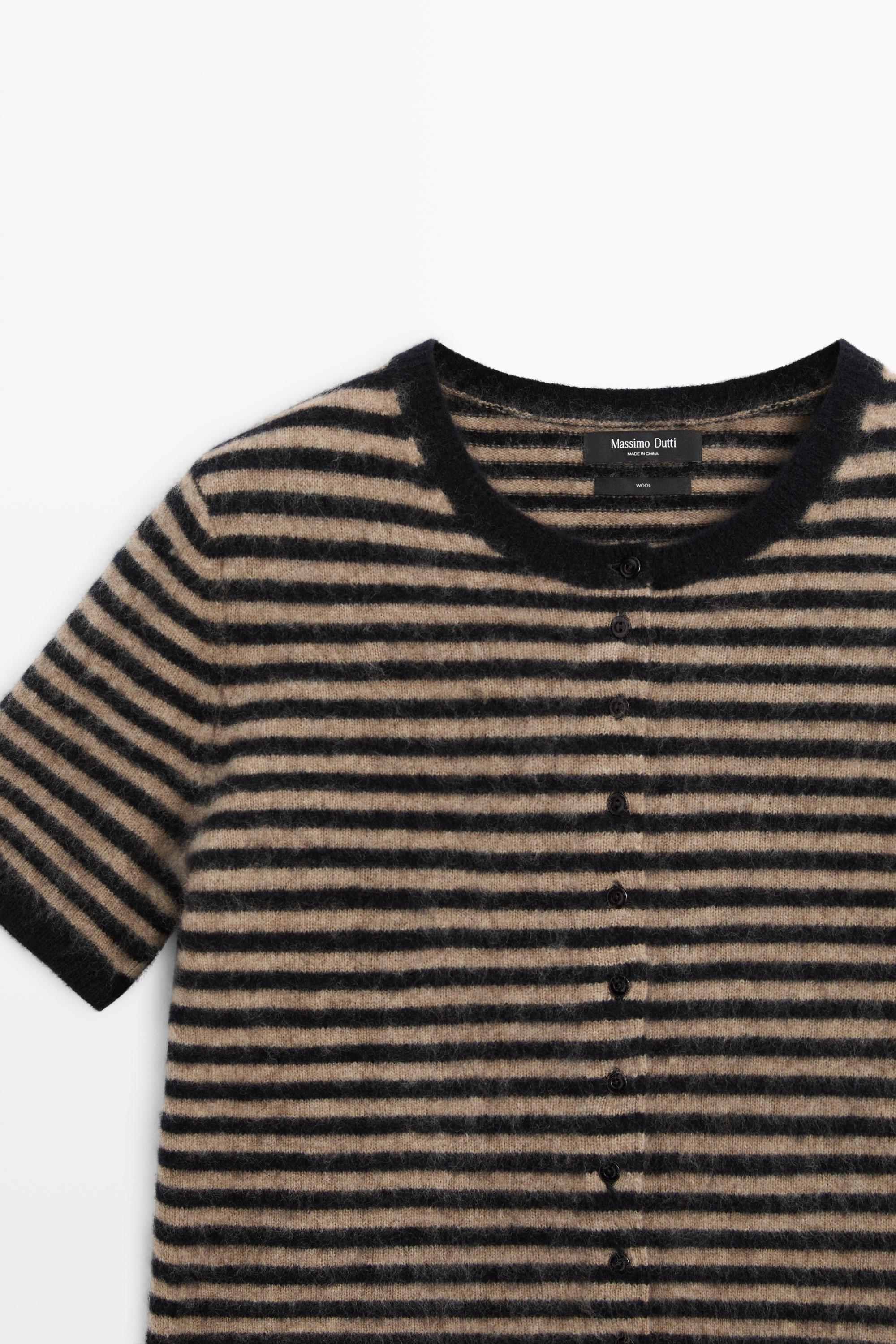 100% wool short sleeve knit cardigan