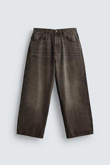 BAGGY WIDE-LEG JEANS - Brown by Zara