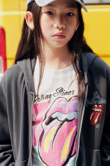 ÁO NỈ CÀI KHÓA KÉO HIỆU ỨNG BẠC MÀU ROLLING STONES © - Màu xám than từ Zara