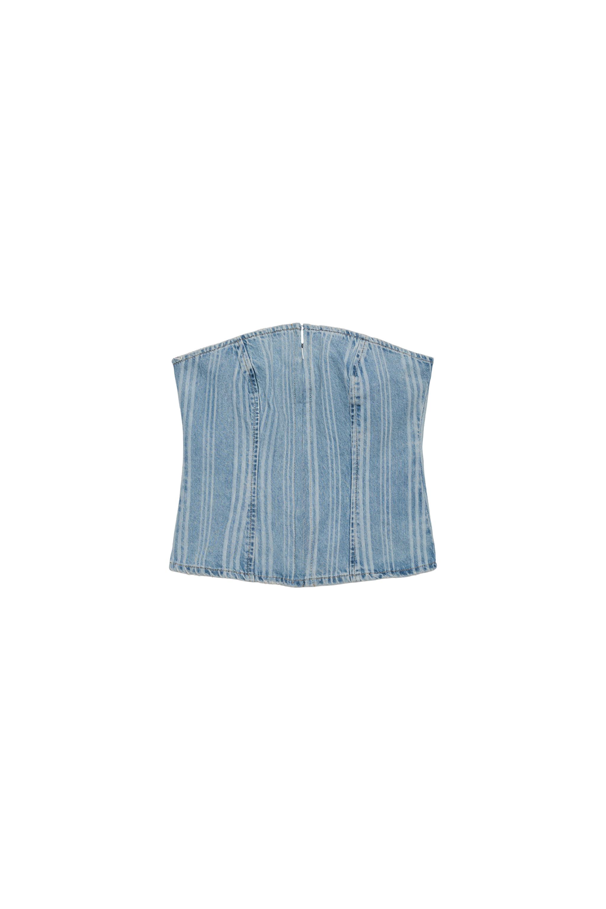 Z1975 STRIPED DENIM TOP - Mid-blue | ZARA Canada