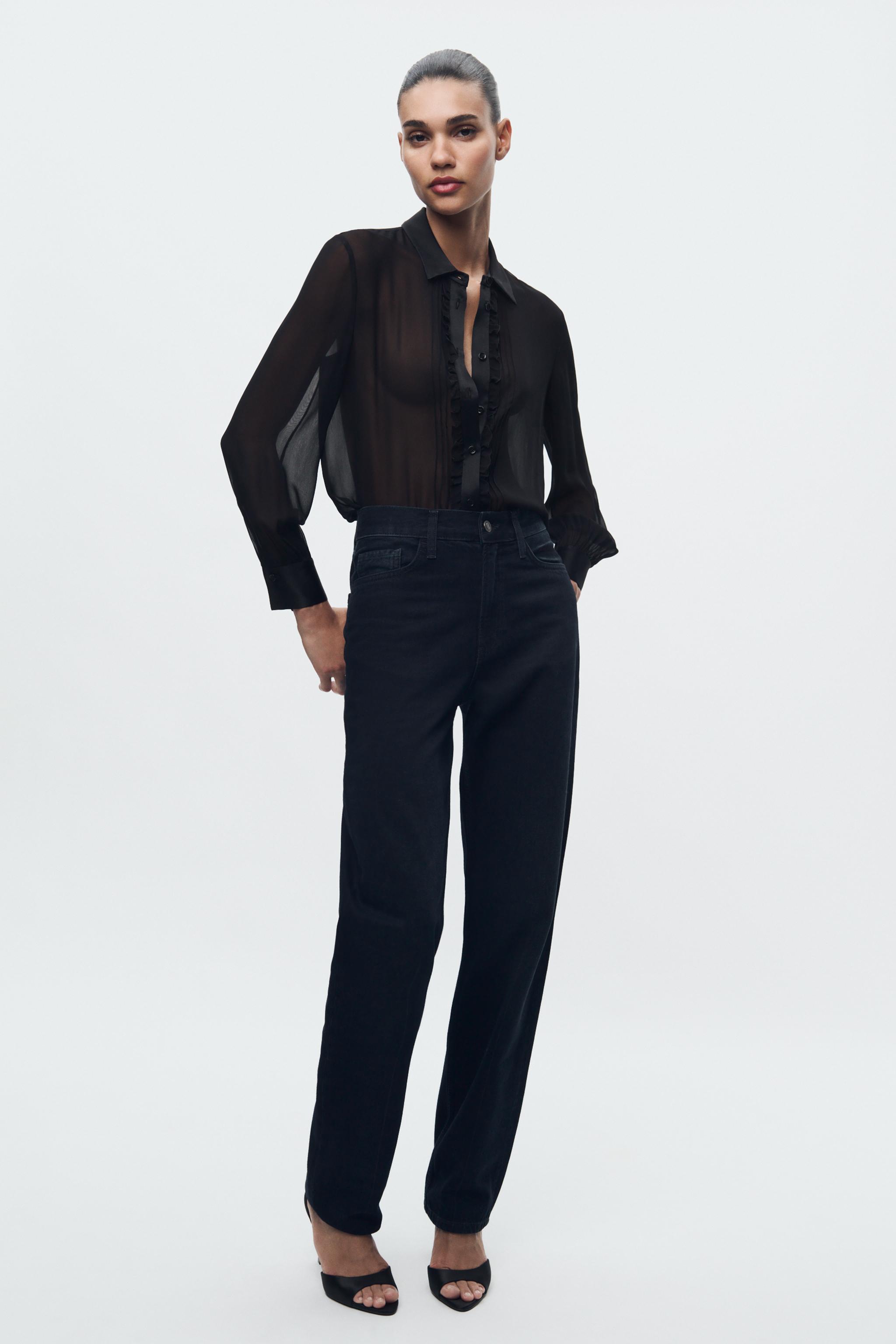 Zara sheer hot sale black blouse