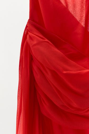 100% VISCOSE HALTER NECK FLOWING DRESS - Red by Zara - Image 11