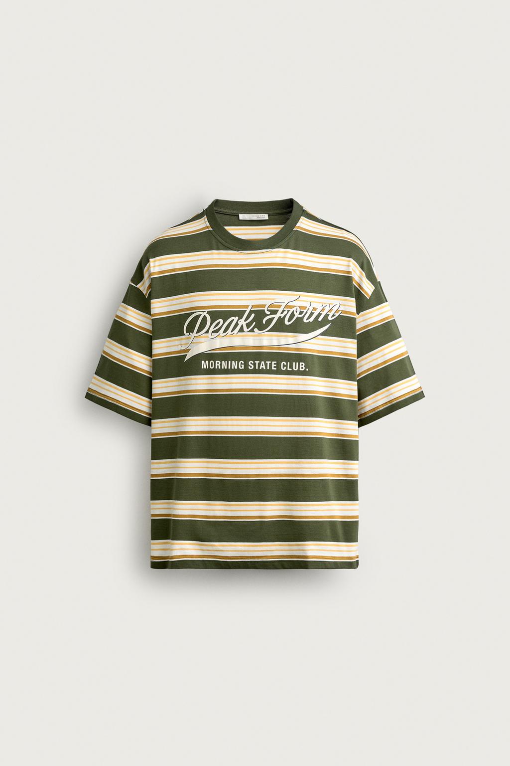 RELAXED FIT STRIPED SLOGAN T-SHIRT