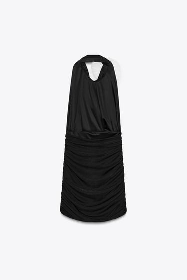 HALTER NECK SHORT DRESS WITH APPLIQUÉ FLOWER - Black by Zara - Image 5