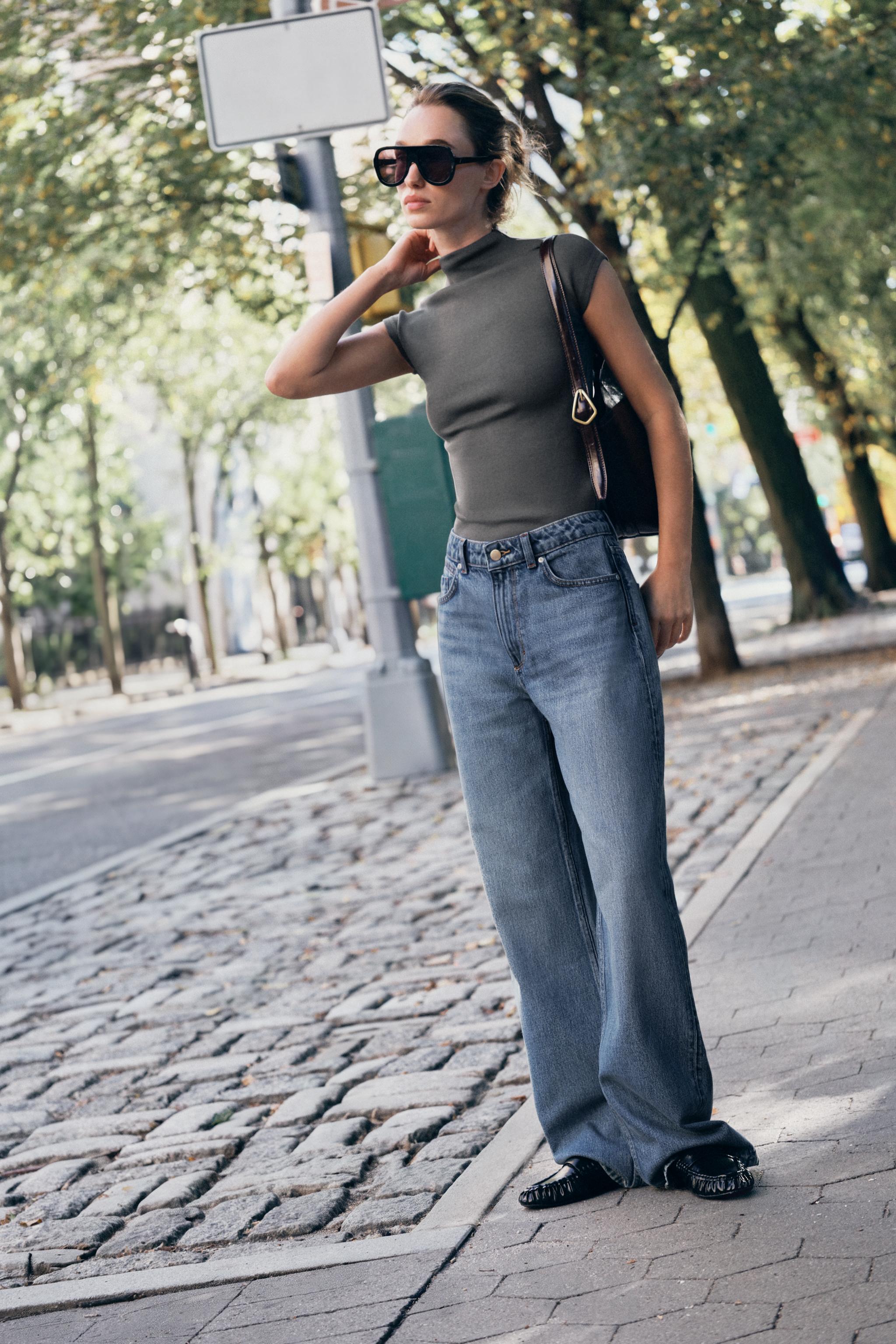 LYOCELL MOCK NECK TOP - Blue gray | ZARA United States