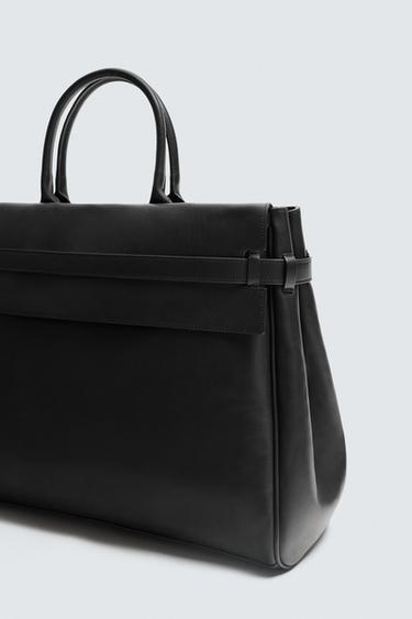 LEATHER HANDBAG - Black by Zara - Image 2