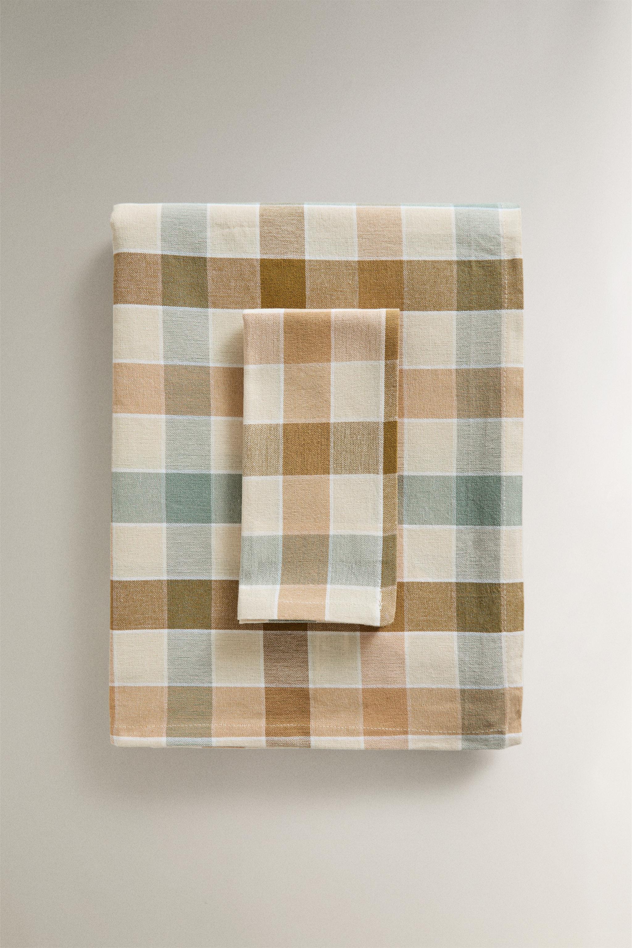 DYED THREAD CHECK TABLECLOTH