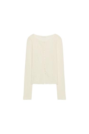 RUSTIC T-SHIRT WITH BUTTONS - Ecru by Zara