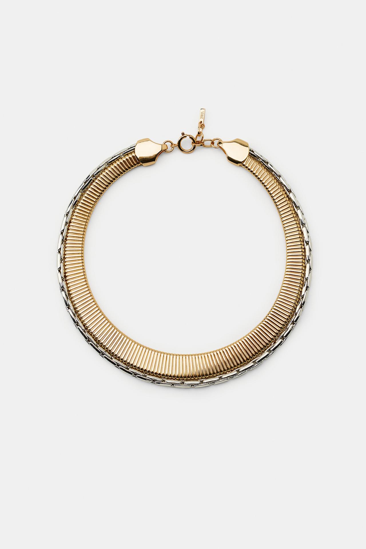 COMBINED CHOKER NECKLACE — Gold / Silver