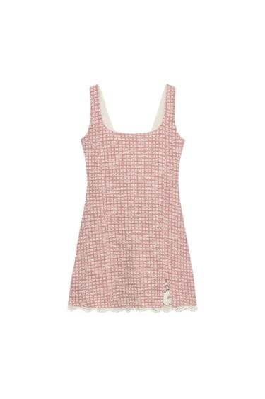 SHORT TEXTURED DRESS - Pink / White by Zara