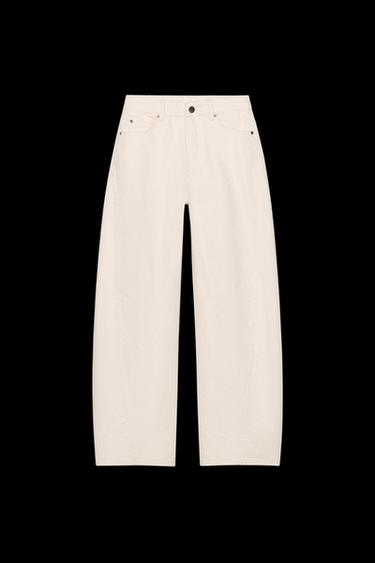 ZW COLLECTION BARREL HIGH-WAIST JEANS - Ecru by Zara - Image 0