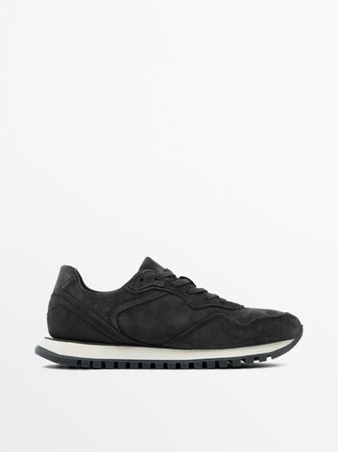 Zara Blue split leather trainers - Blue - Image 0