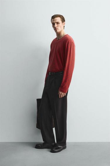 T-SHIRT JACQUARD À RAYURES ÉDITION LIMITÉE - Rouge de Zara - Image 3