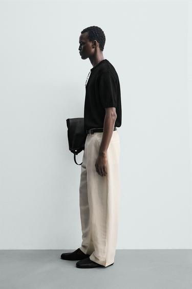 PANTALON COUPE DÉCONTRACTÉE À PLIS - Beige clair de Zara - Image 3