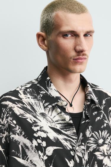 RELAXED FIT FLORAL PRINT SHIRT - Black by Zara - Image 5