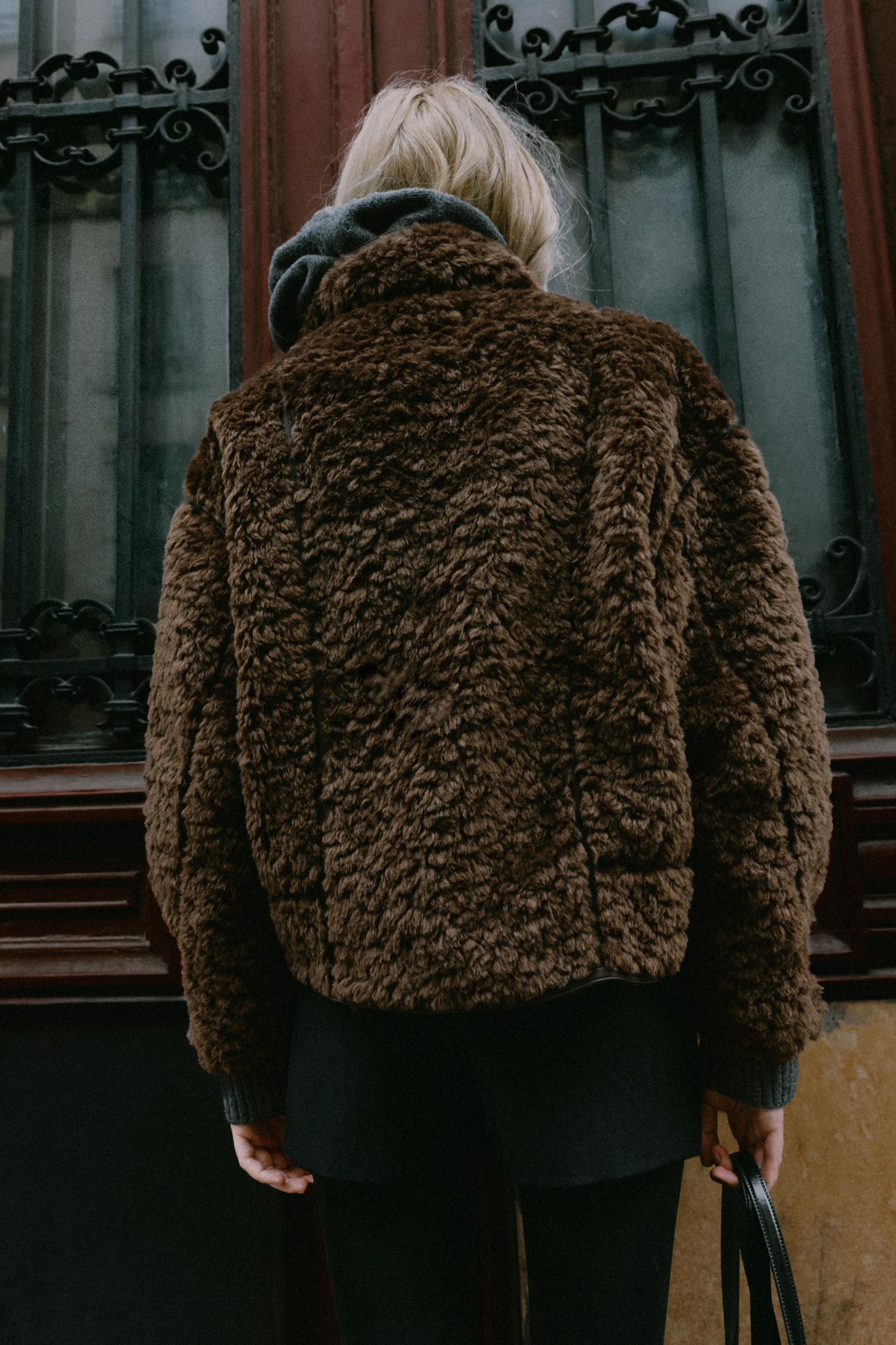 コンビフェイクファージャケット - ブラウン | ZARA Japan / 日本