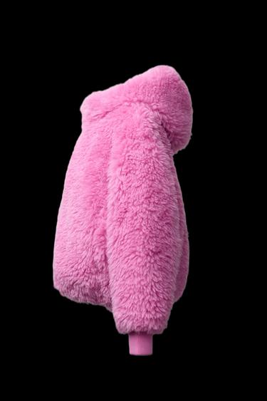 FAUX FUR HOODED JACKET - Pink by Zara