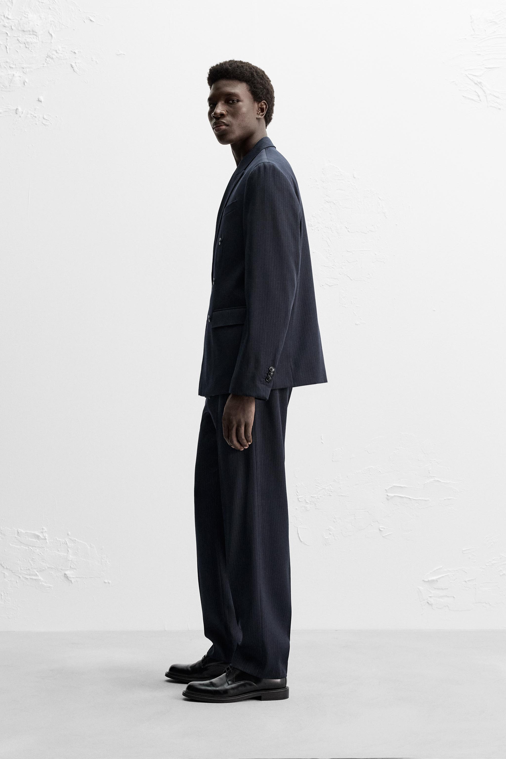 DOUBLE BREASTED PINSTRIPE SUIT JACKET - Striped | ZARA