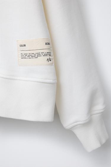 SWEATSHIRT WITH LABEL - Ecru by Zara - Image 2