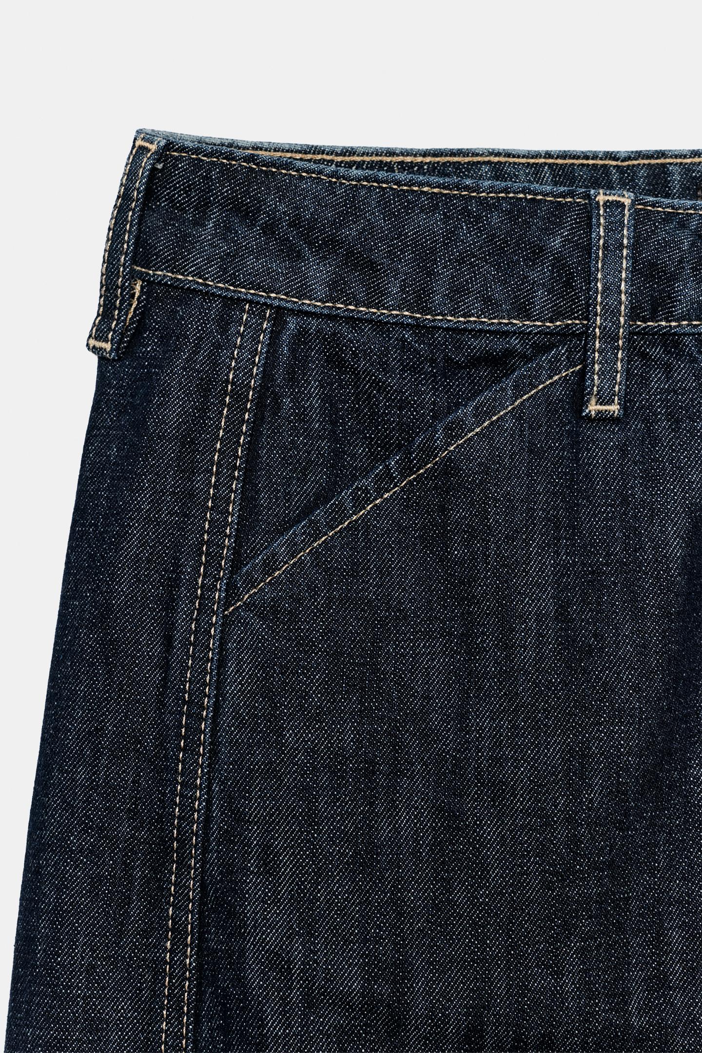 Женские джинсы Zara Z1975 High-Rise Tapered Contrast-Stitch, цвет: Синий — фото 6
