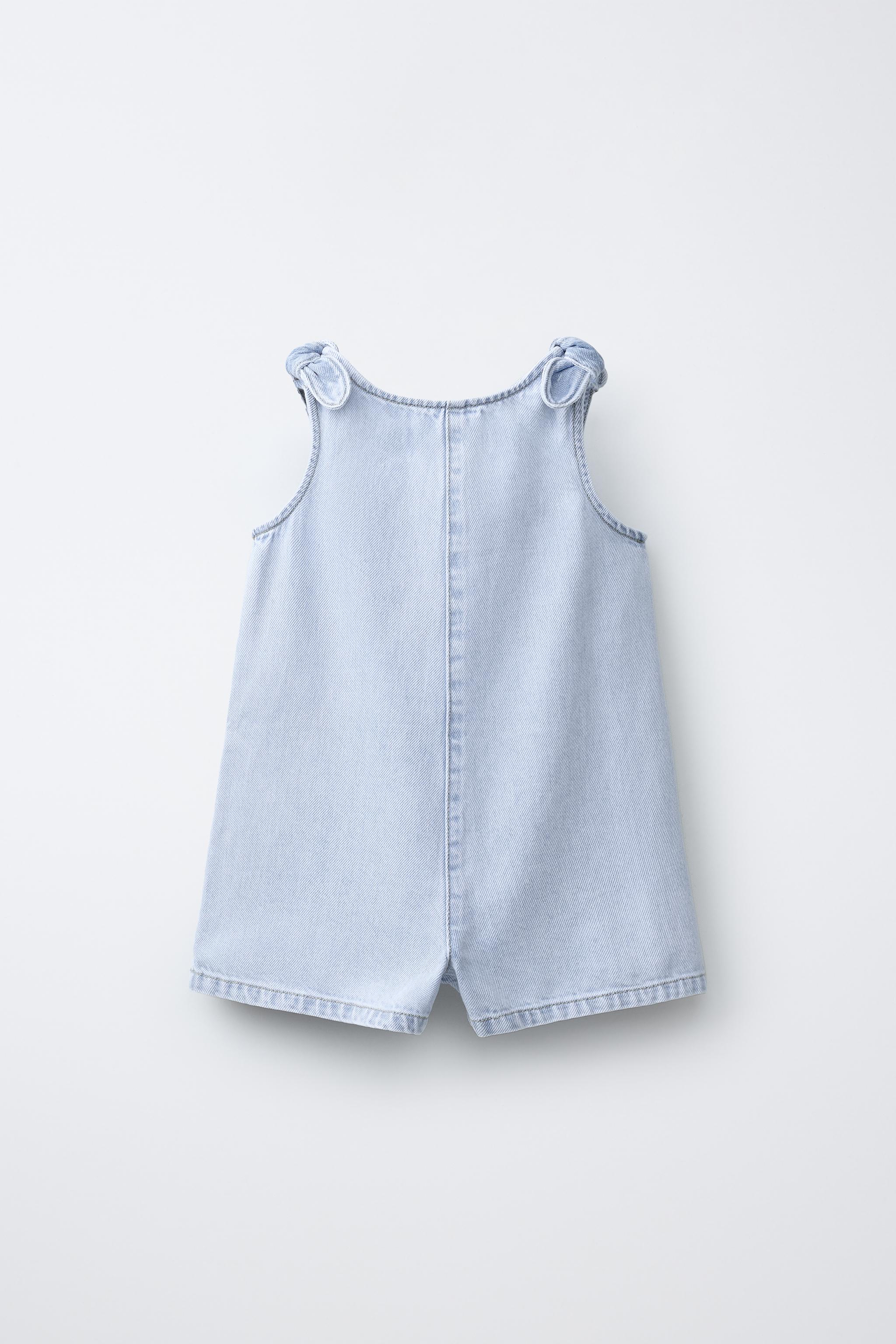 BOW DENIM OVERALL SHORTS