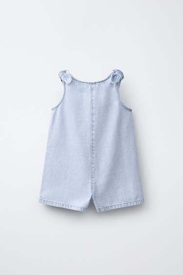 DENIM SHORT DUNGAREES WITH BOWS - Blue by Zara - Image 1