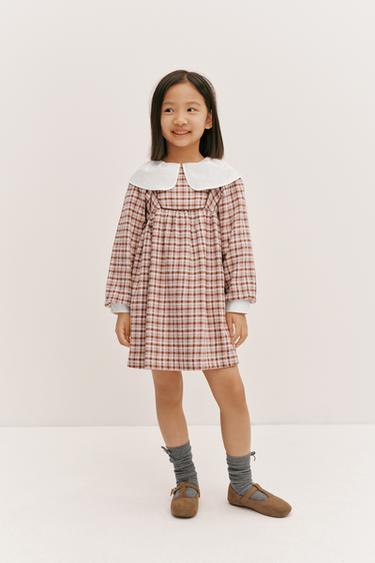 Zara PLAID DRESS - Burnt umber