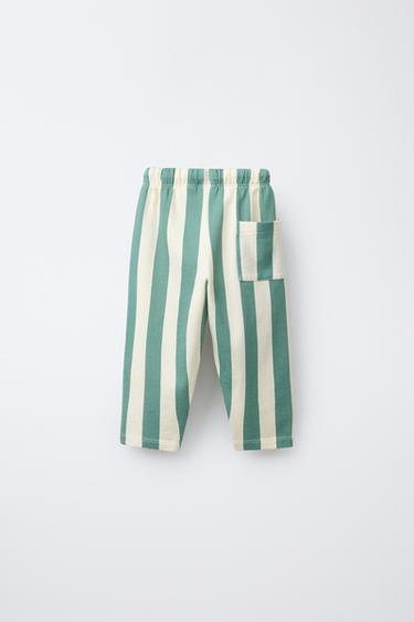 STRIPED TROUSERS - Blue green by Zara - Image 1
