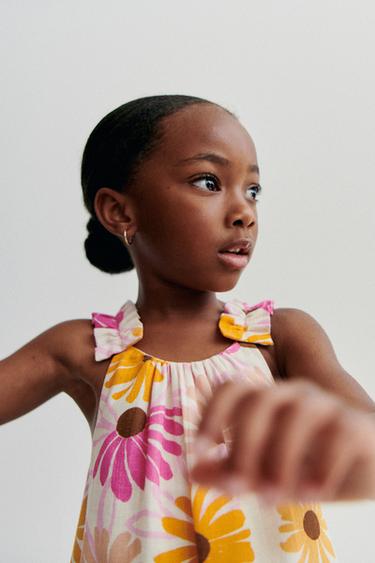 Zara FLORAL LINEN DRESS - Multicolored