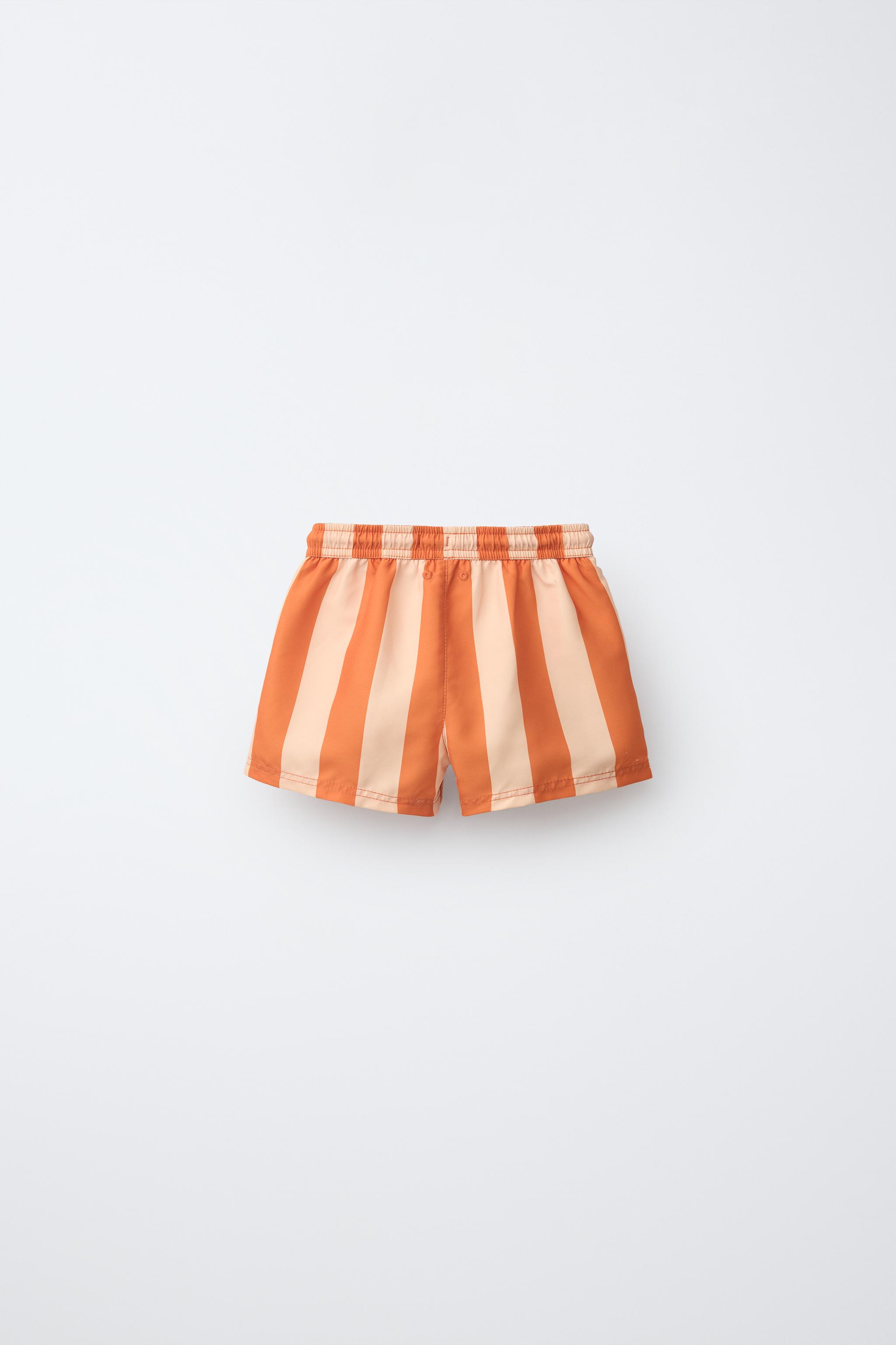 1-6 YEARS / STRIPED SWIM SHORTS — Orange