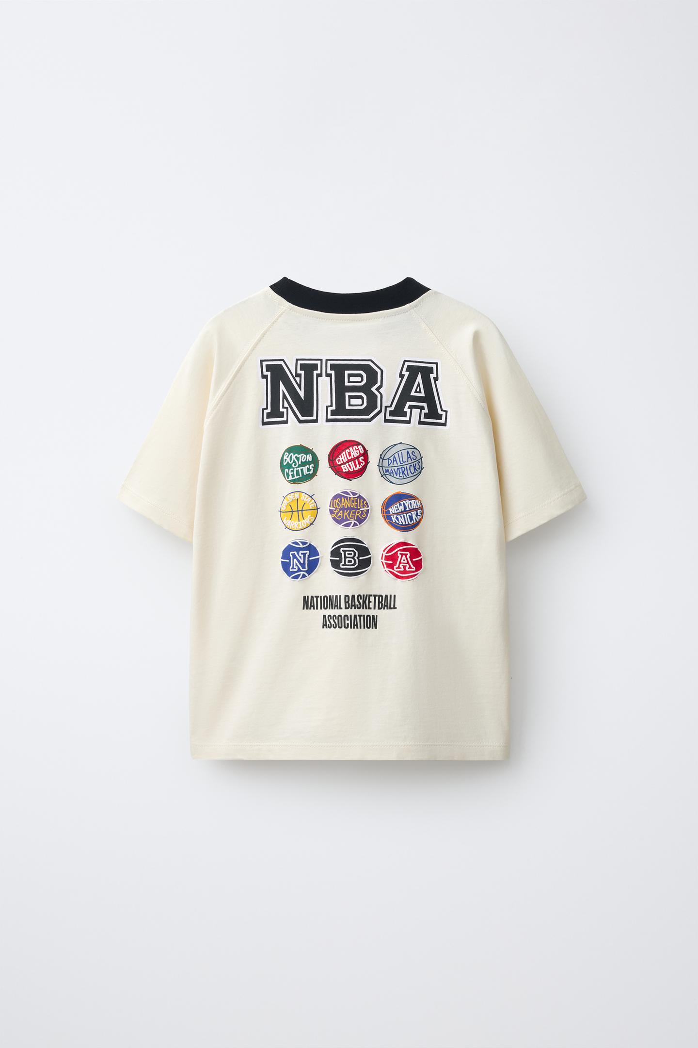Детская футболка Zara NBA - Multi Teams Print, цвет: Экрю — фото 2