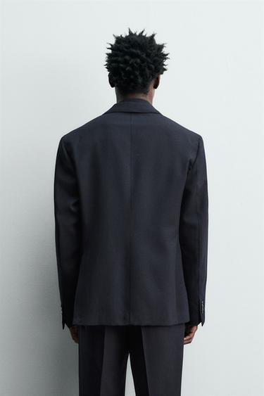 100% WOOL SUIT BLAZER - Navy blue by Zara - Image 2