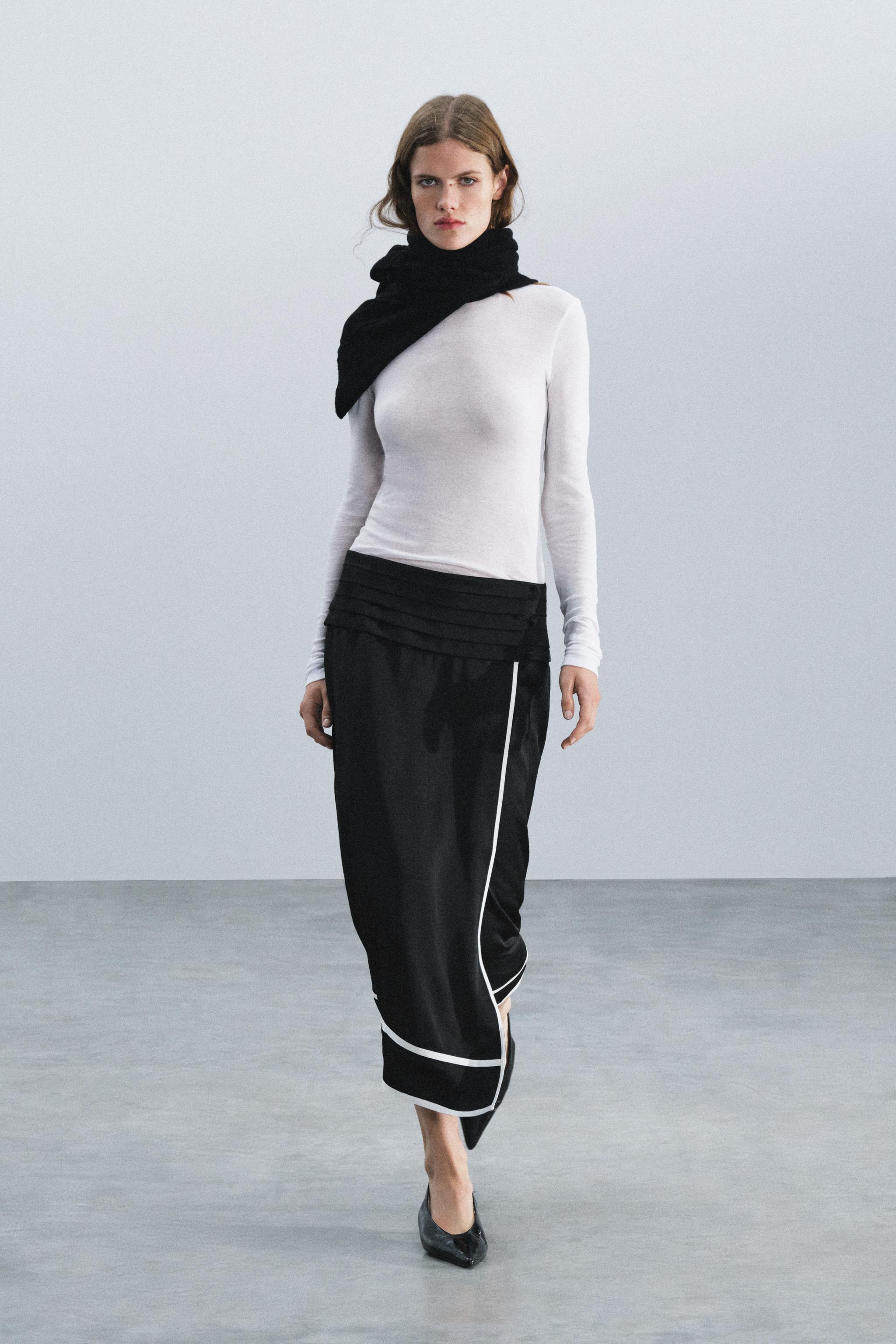 ZW COLLECTION SASH MIDI SKIRT - Black | ZARA United States