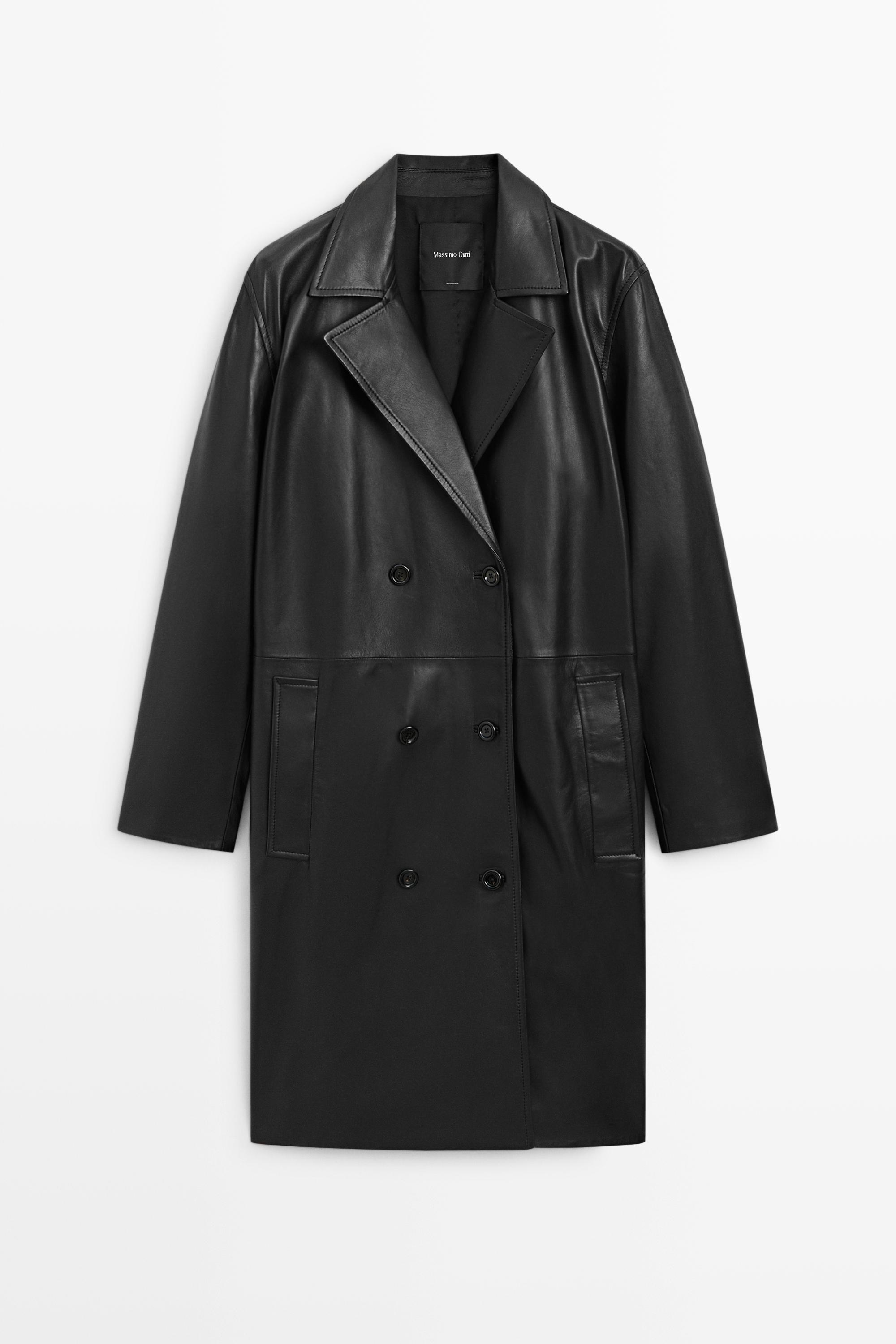 Long nappa leather trench coat