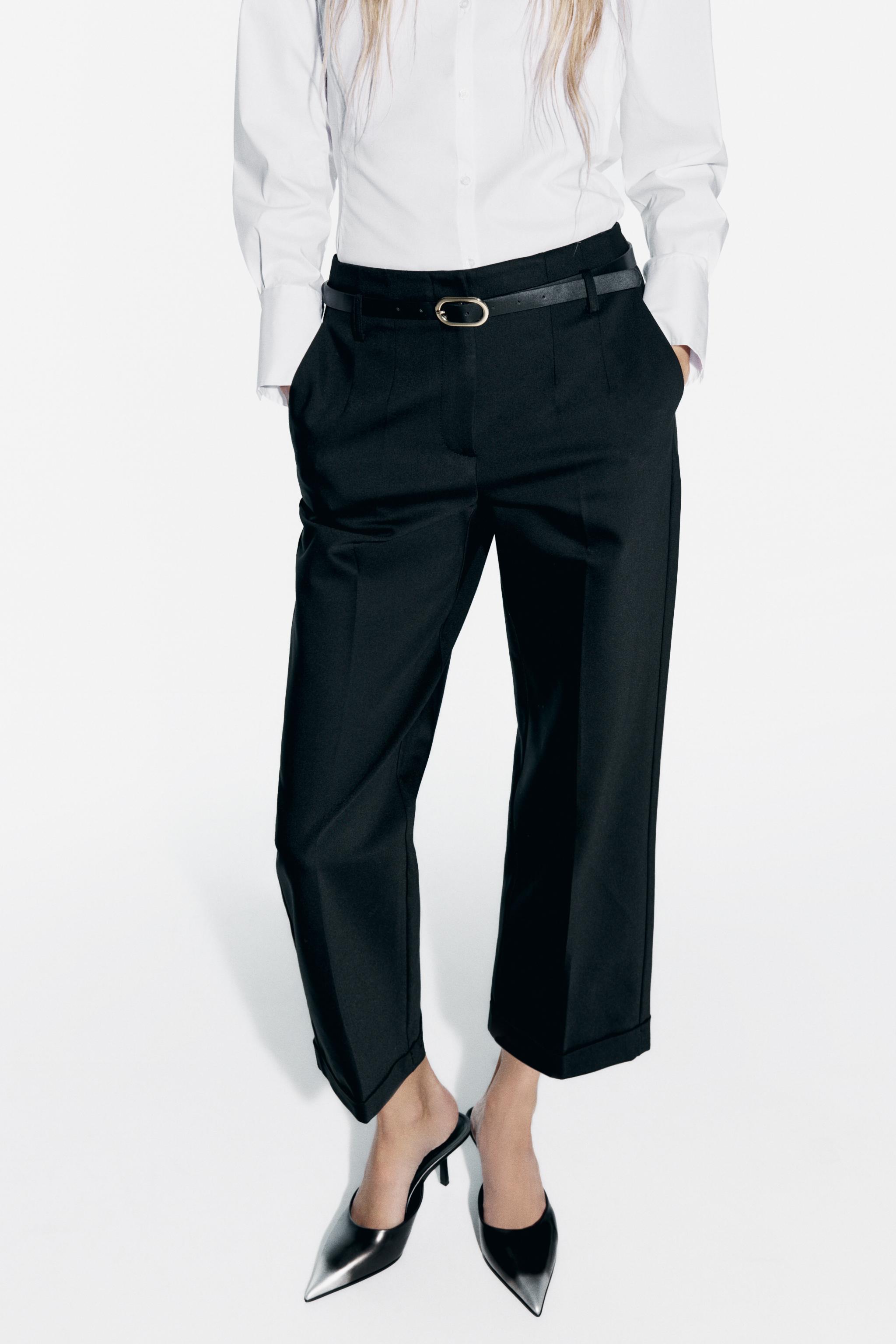 Black Plisse Belted Trouser – Ziran