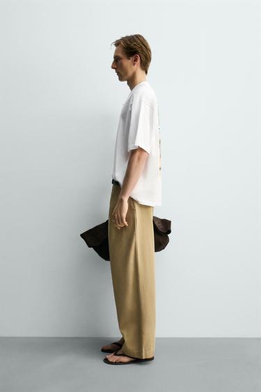RELAXED FIT GRAPHIC CHECK T-SHIRT - White by Zara - Image 3
