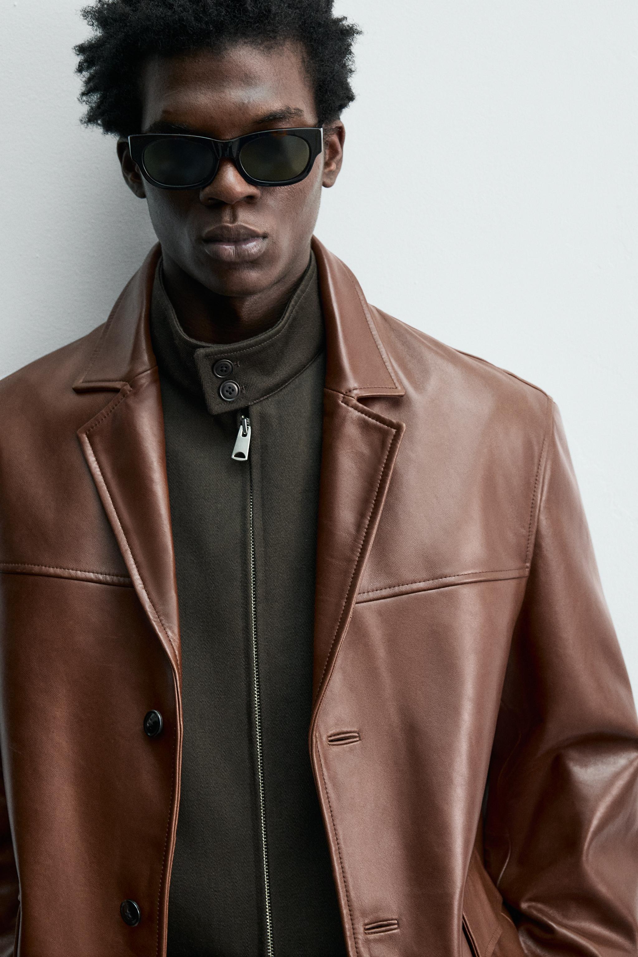 RELAXED FIT LEATHER BLAZER