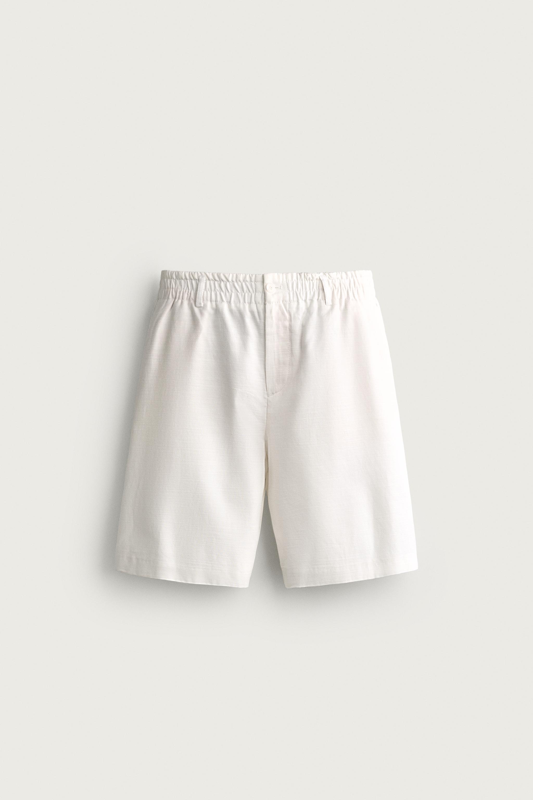 COTTON-LYOCELL WIDE FIT SHORTS — White