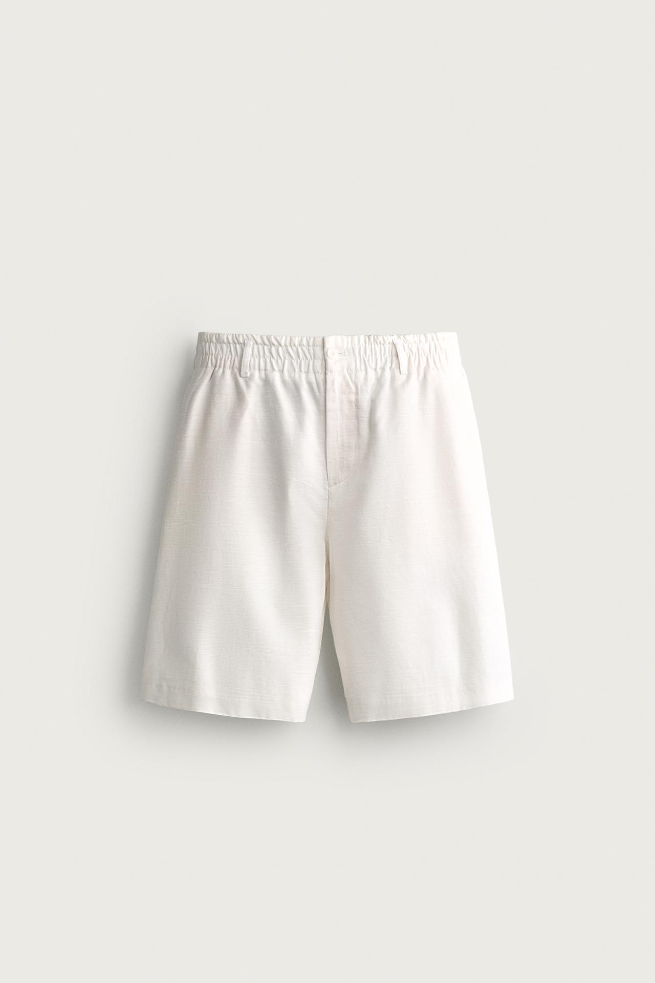 COTTON-LYOCELL WIDE FIT SHORTS — White