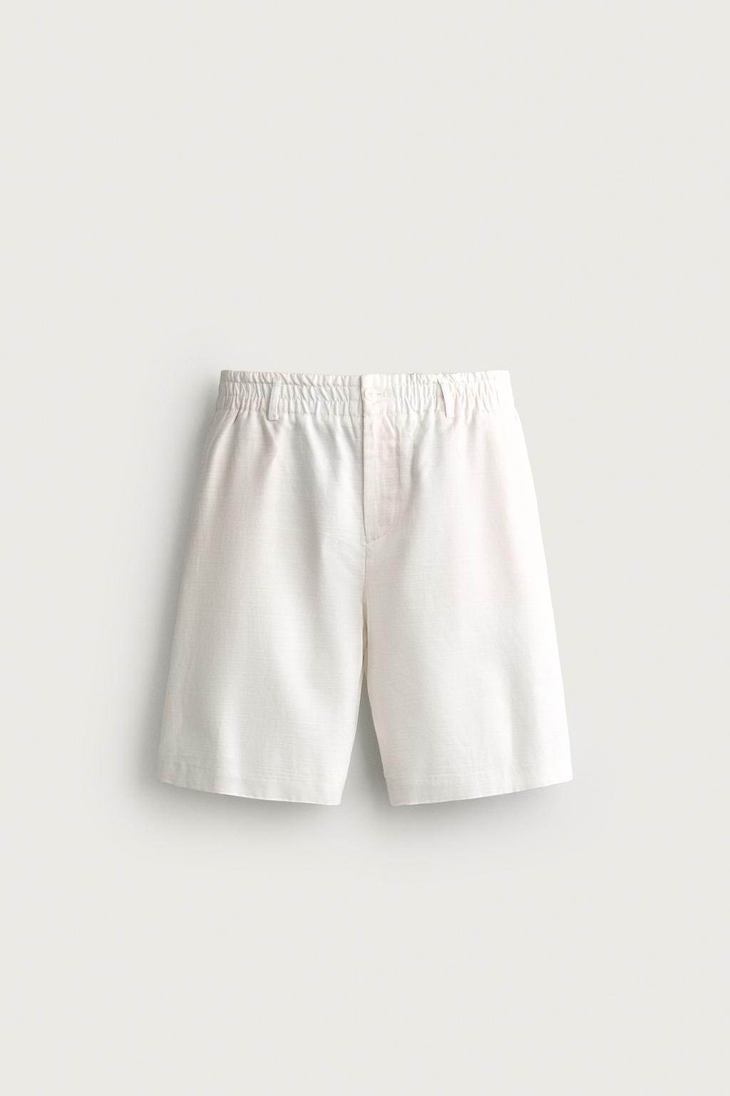 COTTON-LYOCELL WIDE-LEG BERMUDA SHORTS