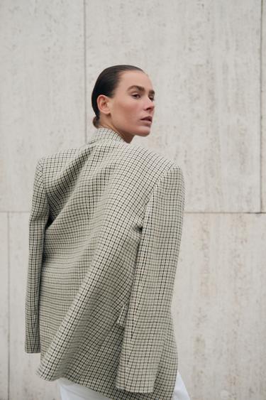 STRAIGHT FIT HOUNDSTOOTH BLAZER - Beige-brown by Zara - Image 2