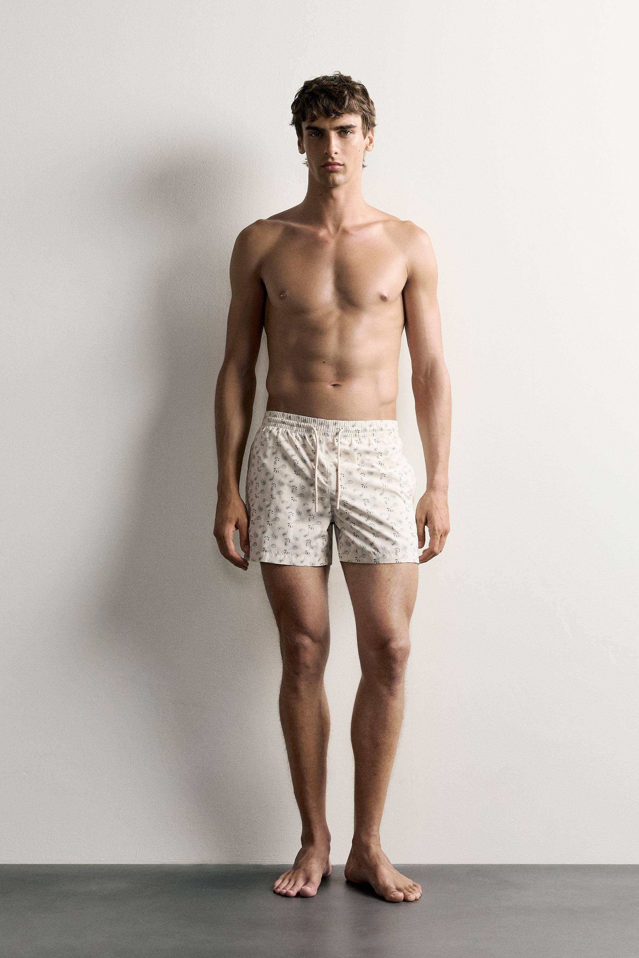 PAISLEY PRINT MID-LENGTH SWIM SHORTS