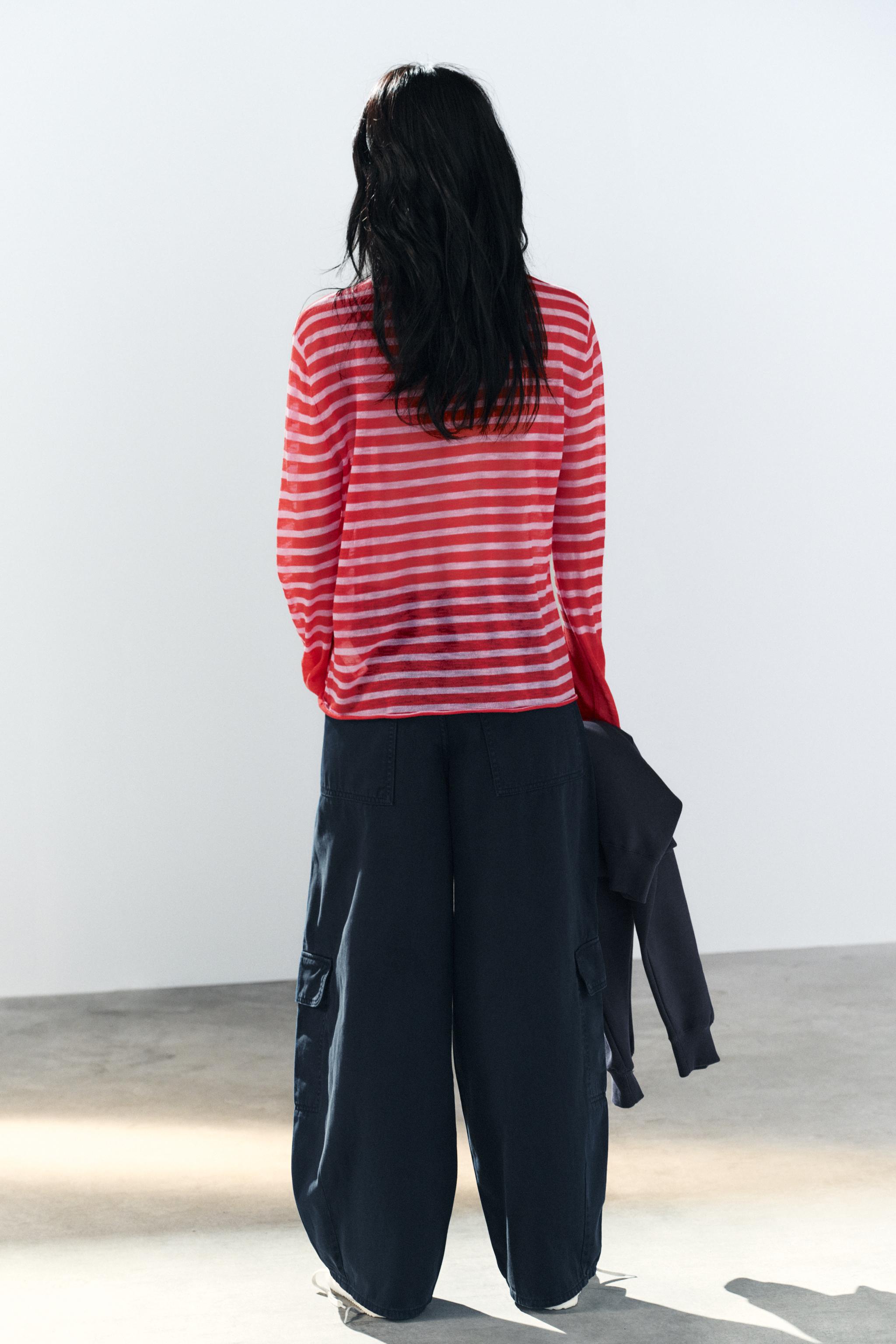 STRIPED KNIT JUMPER - Navy / White | ZARA United States