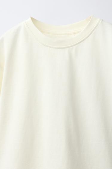 T-SHIRT EN MATIÈRES VARIÉES AVEC DENTELLE - Jaune de Zara - Image 2