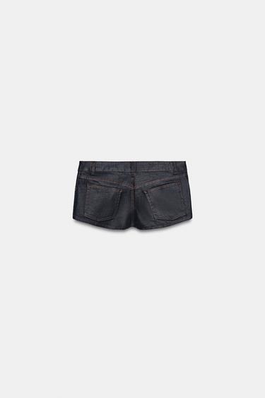 SHORTS MINI DENIM TRF TAILLE BASSE - Chocolat de Zara - Image 4