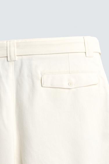 RELAXED FIT BERMUDA SHORTS WITH BELT - Oyster-white by Zara - Image 9