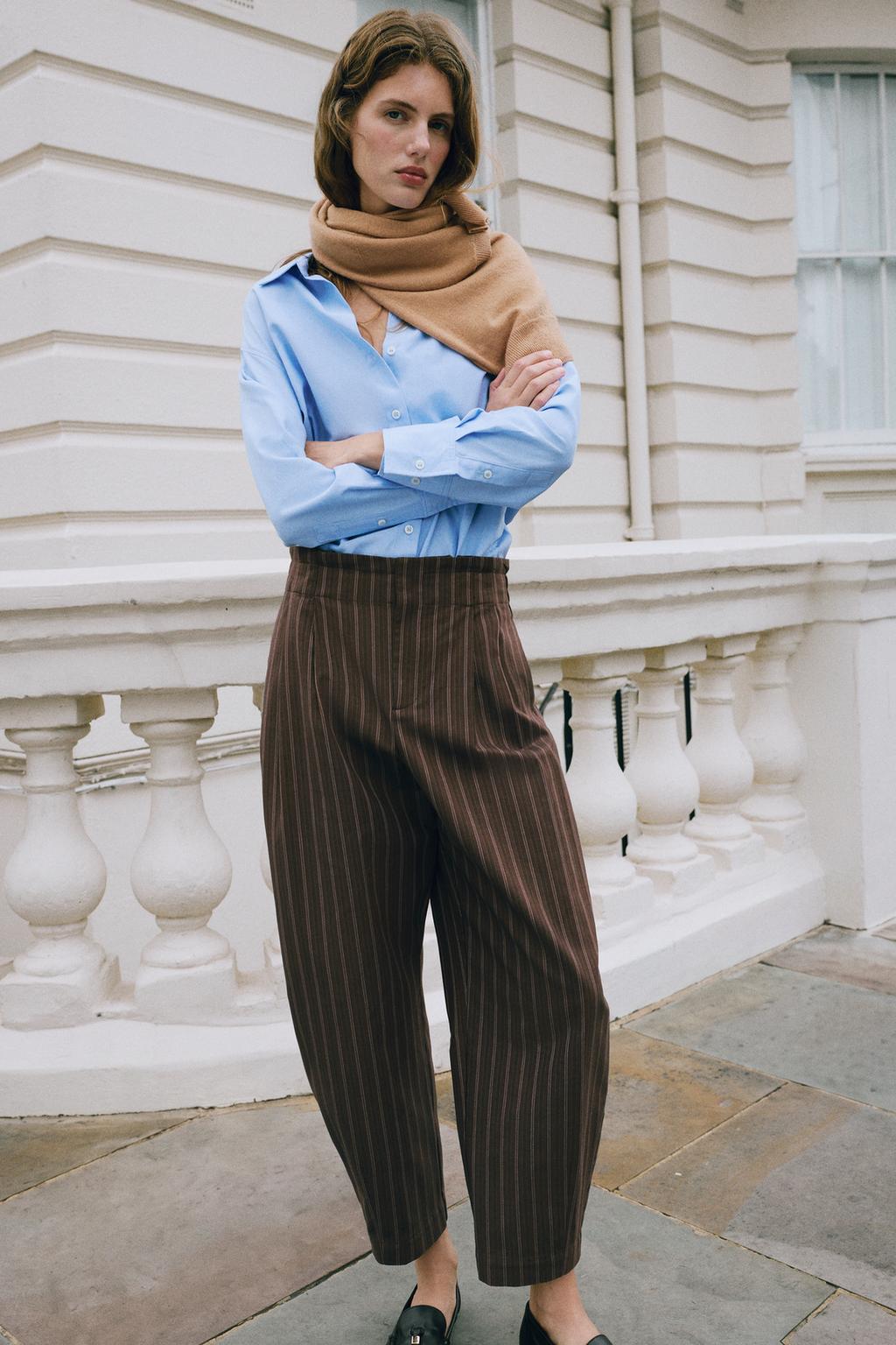STRIPED BALLOON PAPERBAG TROUSERS