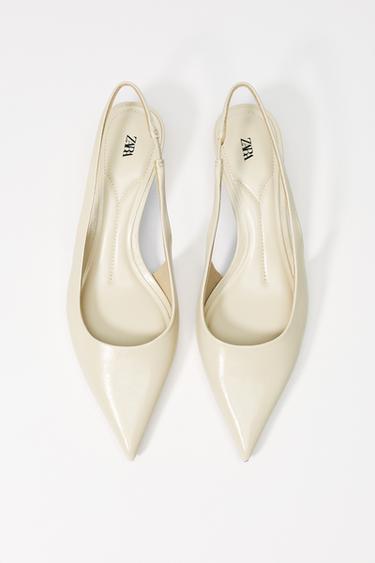 KITTEN HEEL SLINGBACK SHOES - Ecru White by Zara