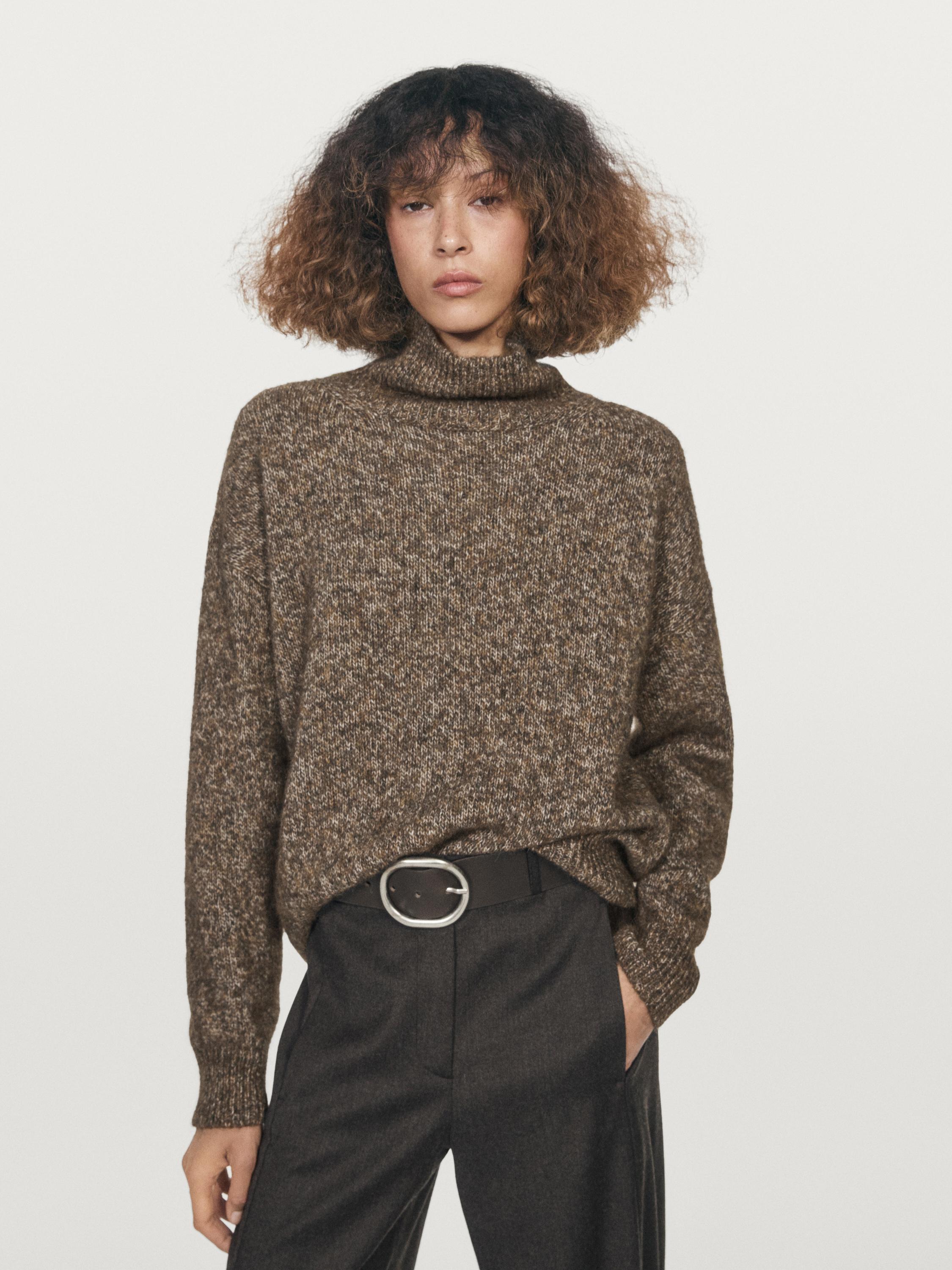 Mouliné knit alpaca and wool blend turtleneck sweater