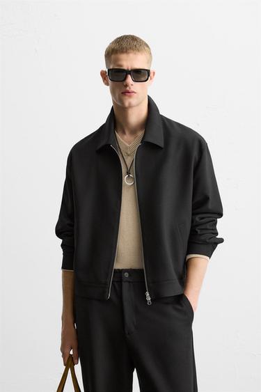 JAQUETA REGULAR FIT COM ZÍPER - Preto da Zara